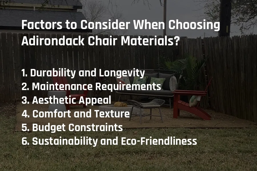 What factors to Consider When Choosing Adirondack Chair Materials jpg