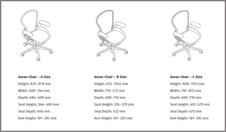 Aeron Chair Sizing